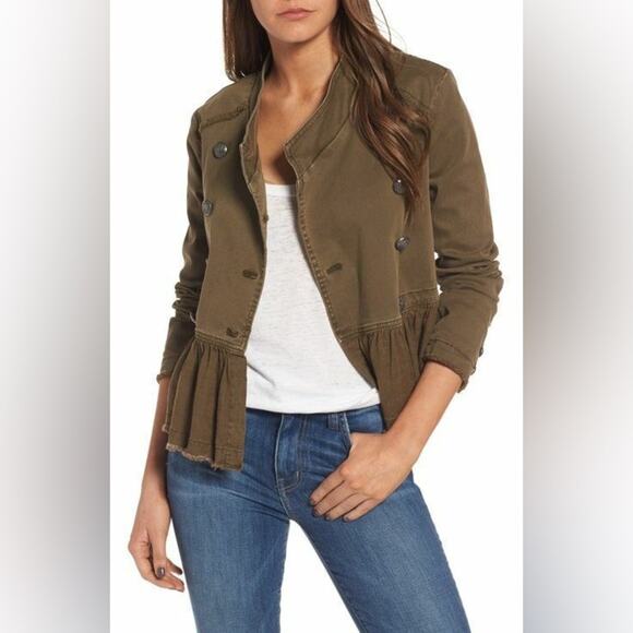 Free People Military Crop Ruffle Jacket Size Small - Picture 6 of 13